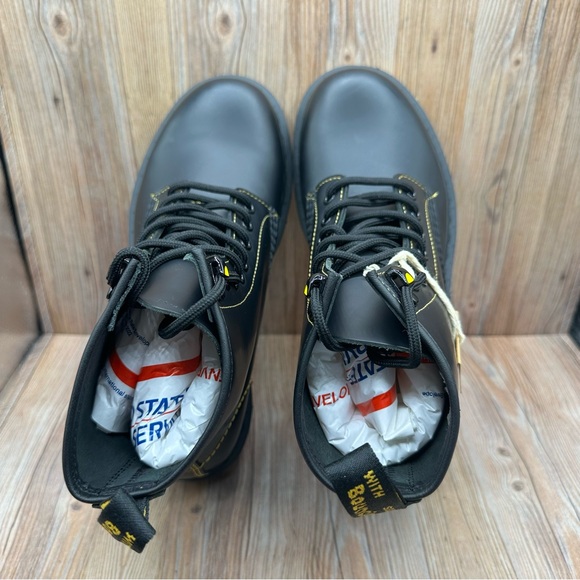 Dr. Martens 1460 Unisex Smooth Black Leather Marbled Sole Combat Boots W Size 7 - Picture 5 of 8